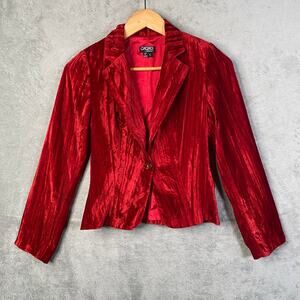 XOXO Red‎ Velvet Blazer Y2k Jacket Single Button Fitted Cropped Party Size Small